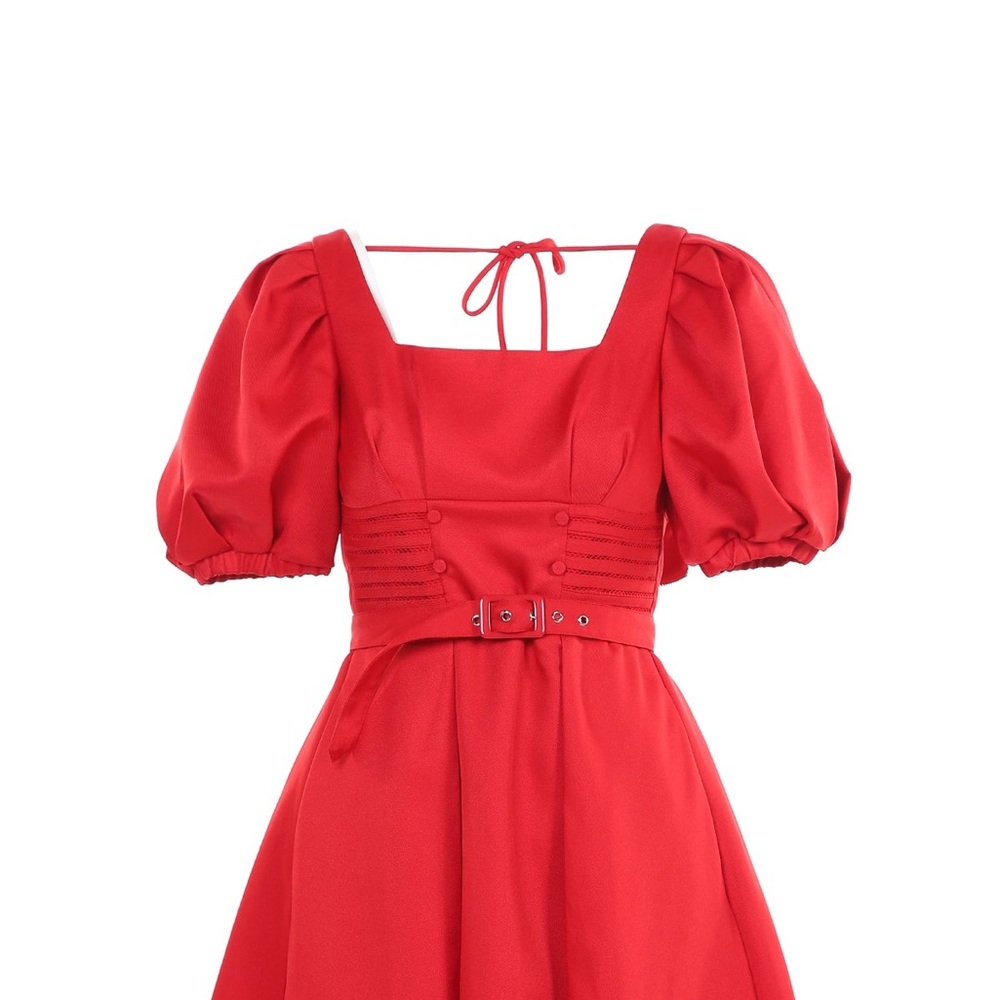 Beulah London Style Red Mini Puff Sleeve Mini Dress - Size L
